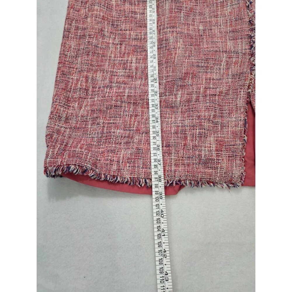 Banana Republic Pink Tweed Faux Wrap Fringe Sheath Dress V-Neck Womens Size 8 - Picture 6 of 9